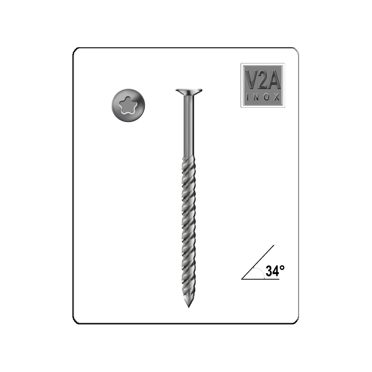 STREIFENNÄGEL 34° TX-15 KOPF – SCHRAUBSCHAFT, EDELSTAHL V2A – 2,8|3,5 X 50 MM  1.250 STÜCK