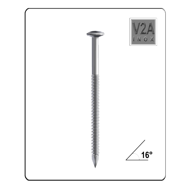Linsenkopf Coilnagel Edelstahl V2A 2,5 mm x 35 mm Ringschaft (15°/16°) – 14.400 Stück je Karton
