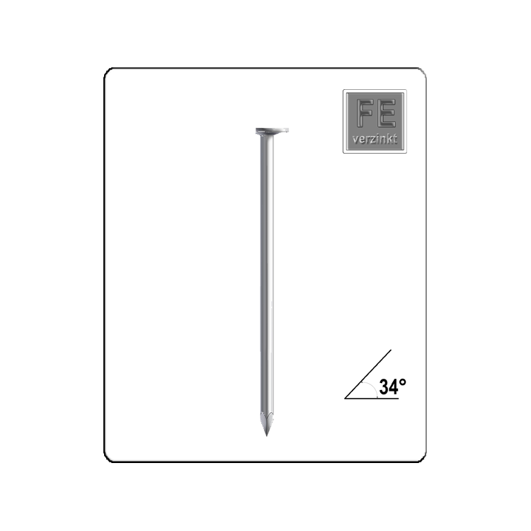 STREIFENNÄGEL 3,3 X 100 MM – GLATTSCHAFT, VERZINKT 12 µM, D-KOPF, 34° PAPIERGEBUNDEN – 2.000 STÜCK